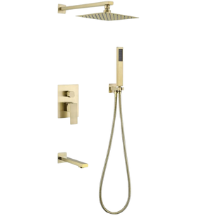 SHOWER SET COMPLETE WITH DIVERTER & SPOUT BRUSHED GOLD (HG3-333-3)