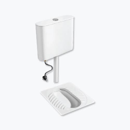 SQUAT PAN AND CISTERN COMPLETE SET LOW LEVEL CERAMIC