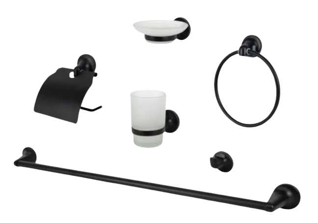 BLACK BATHROOM 6PC SET CP